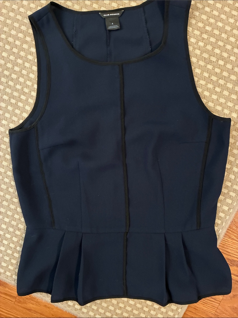 Club Monaco Navy Peplum top